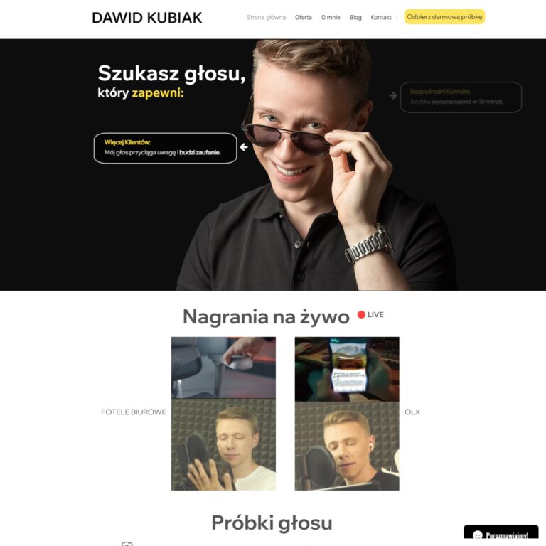 Dawid Kubiak: strona przed zmianami